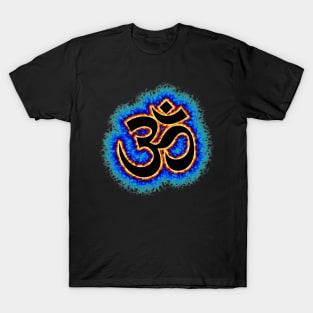 blue Om fire symbol T-Shirt